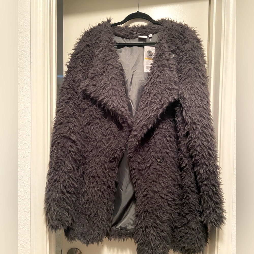 New Directions Black Fur Poodle Jacket, size XL